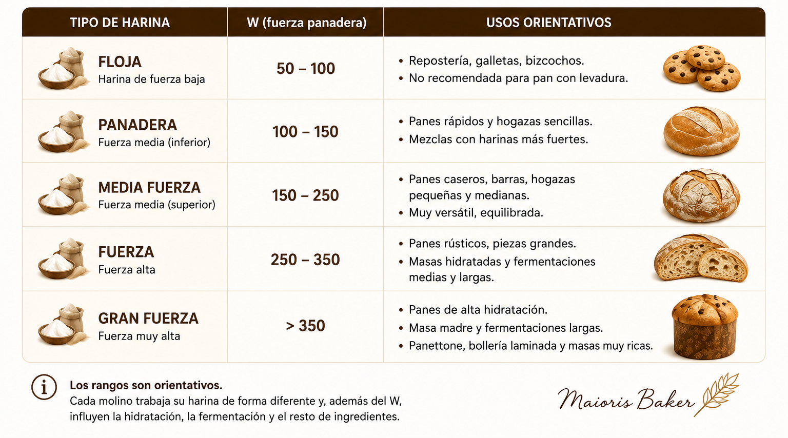 Elección de la harina según el tipo de pan y el proceso de elaboración
